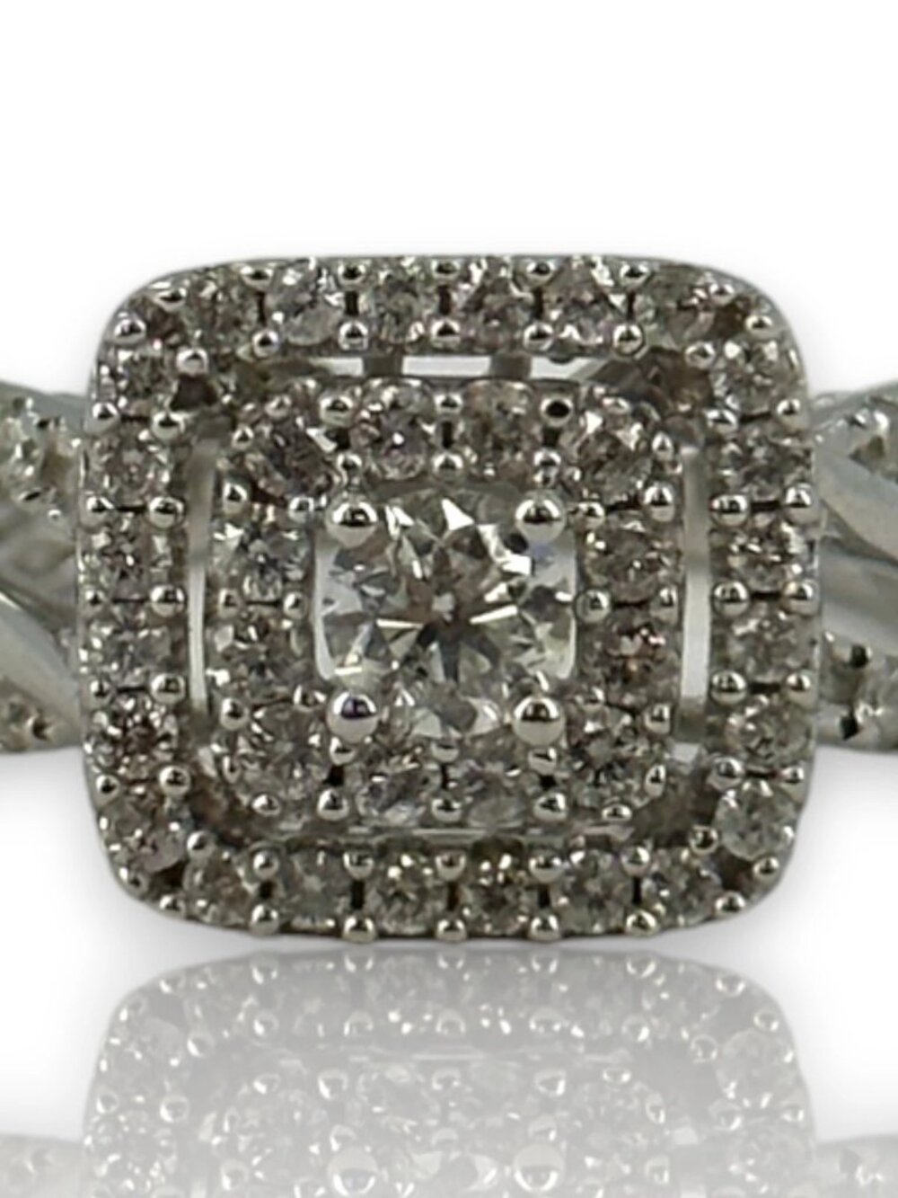 Simply Vera Vera Wang 14kt White Gold Double Halo Diamond Engagement Ring Size 7
